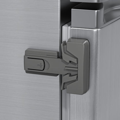 Yunkey Fridge Locks for Kids, 1-Pack Upgraded Child Proof Refrigerator Lock with Adhesive, 2-Button Unlock & Auto-Lock, Keeps Kids & Pets Out (Dark Gray)