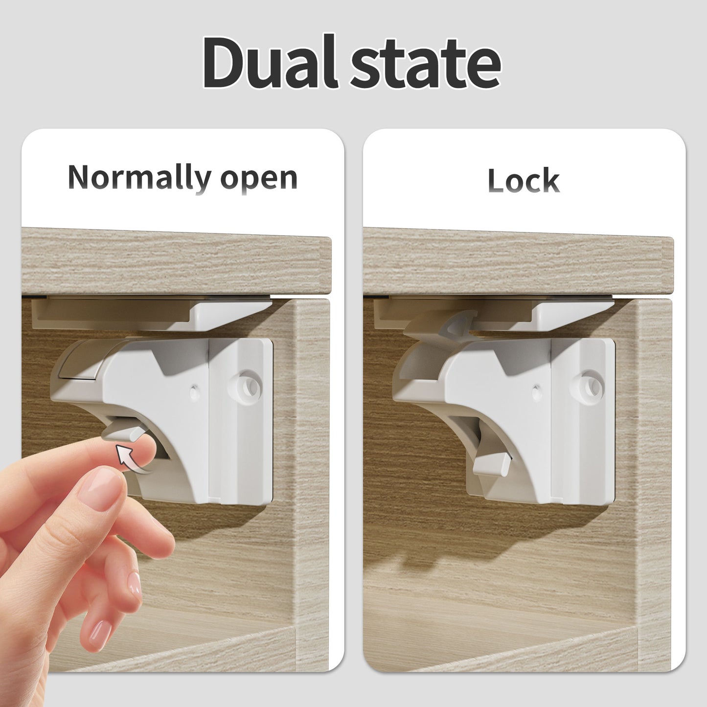 Ulelotas Magnetic Cabinet Locks for Baby Proofing, 32-Pack Child Safety Cabinet Locks with Magnetic Key, 3M Adhesive & Screws Optional, Stay-Open Mode, for Cabinets & Drawers