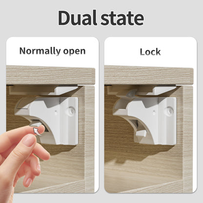Ulelotas Magnetic Cabinet Locks for Baby Proofing, 32-Pack Child Safety Cabinet Locks with Magnetic Key, 3M Adhesive & Screws Optional, Stay-Open Mode, for Cabinets & Drawers