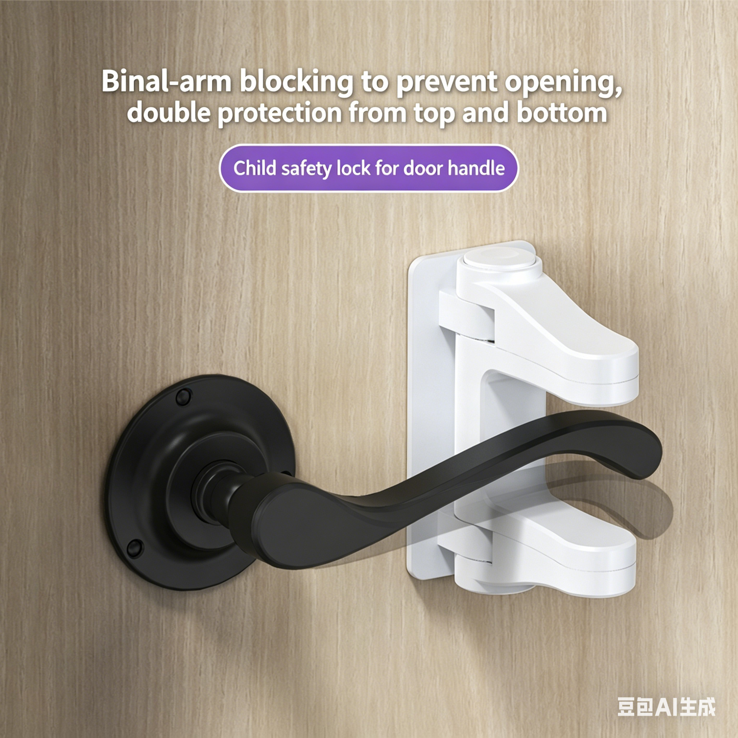 Yunkey Child Proof Door Lever Lock (2 Pack) - Baby Proofing Door Handle Lock, Keeps Babies & Cats from Opening Doors, 3M Adhesive, No Drilling Needed